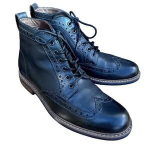 Bostonian men's boots size 7.5 oxford brogues black leather academia preppy grip